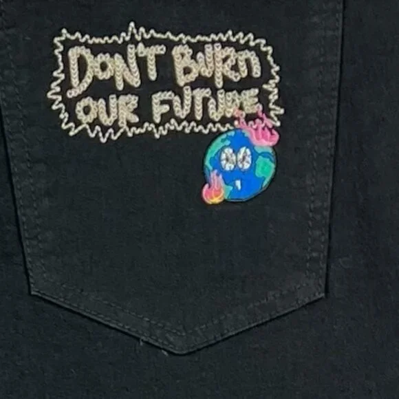 First Row Men's Future Distressed Slim Black Jeans Sz 42x32 Straight Stretch NWT